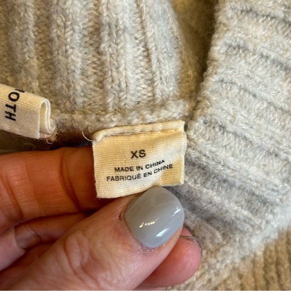 Anthropologie MOTH Exposed Seam Oversized Wool Blend Crewneck Sweater Sz XS Fall - Picture 8 of 9